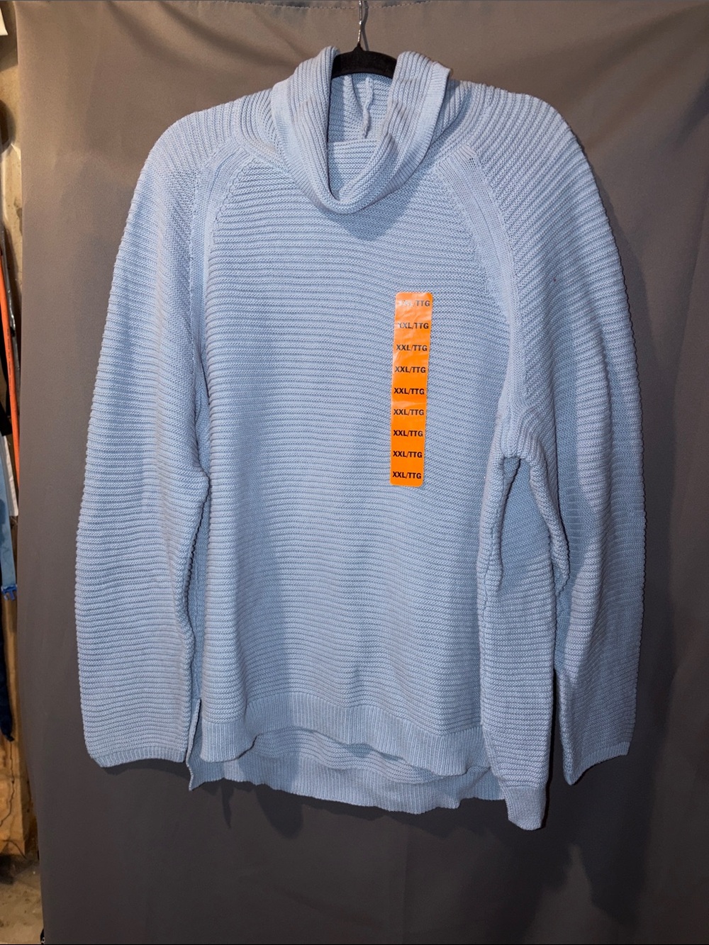 Kenneth Cole Light Blue Cowl Neck Ribbed Sweater